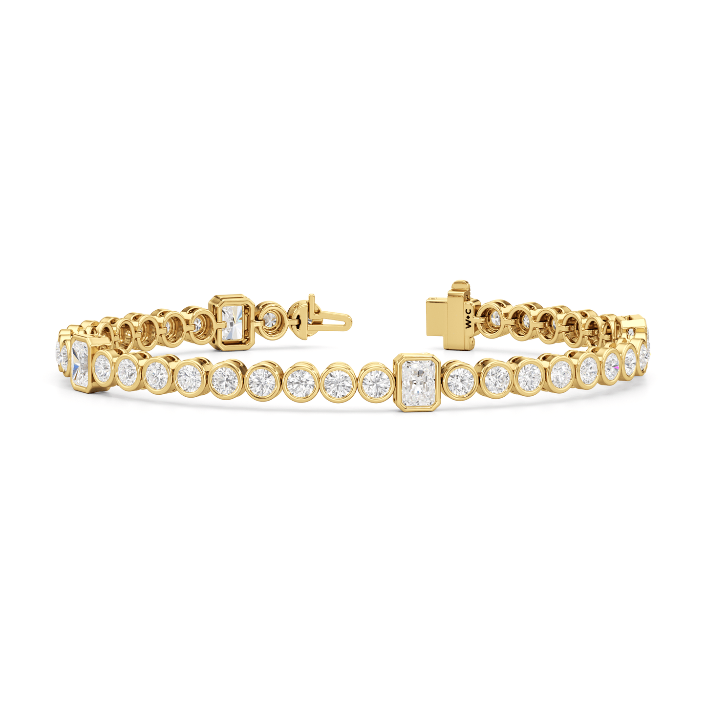 Stationed Radiant Bezel Set Tennis Bracelet - Lotus Diamond