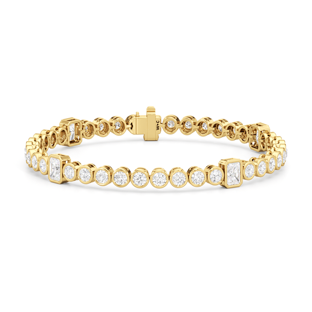 Stationed Radiant Bezel Set Tennis Bracelet - Lotus Diamond