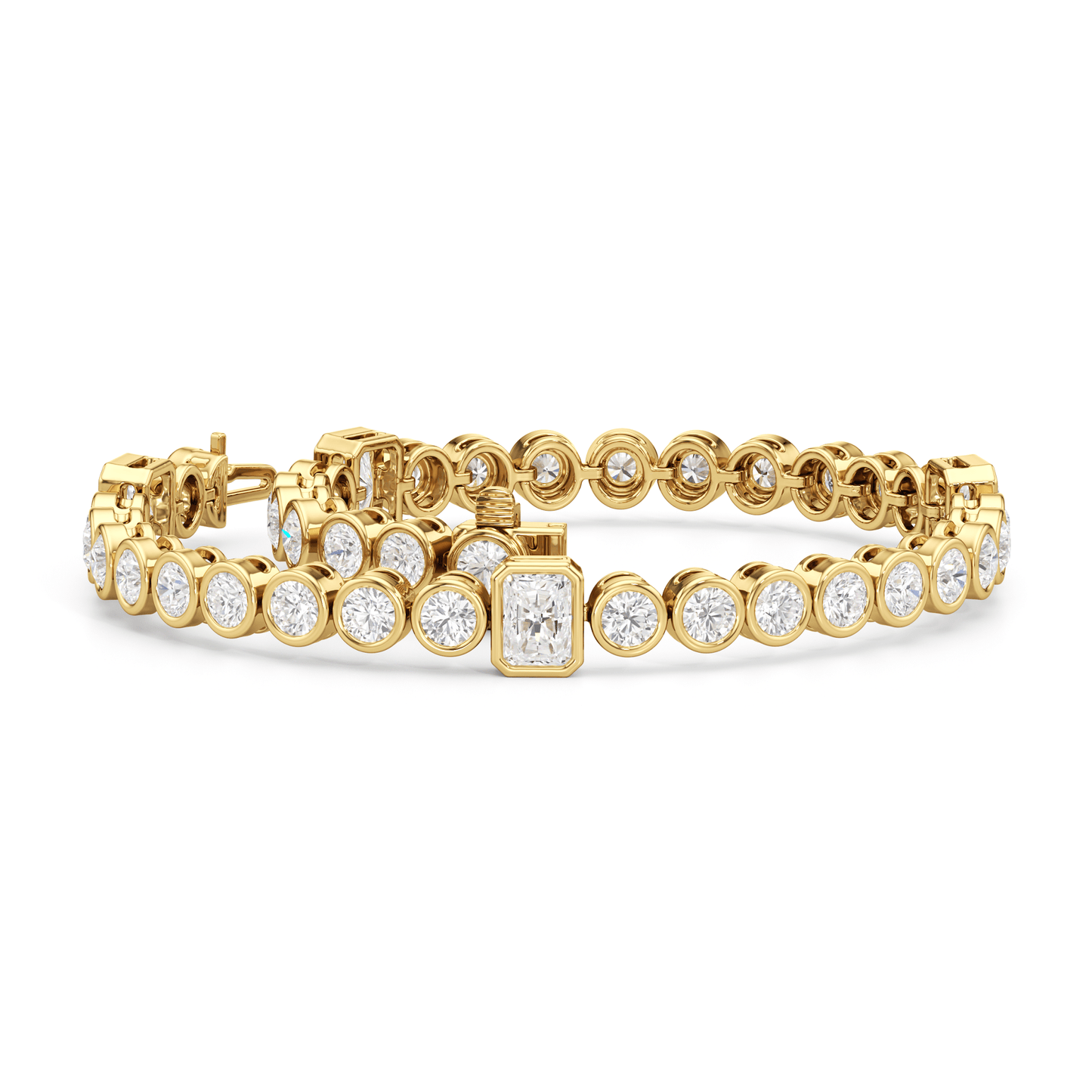 Stationed Radiant Bezel Set Tennis Bracelet - Lotus Diamond