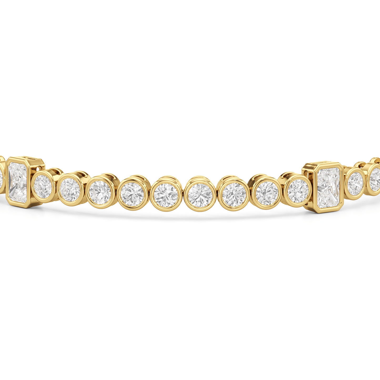 Stationed Radiant Bezel Set Tennis Bracelet - Lotus Diamond