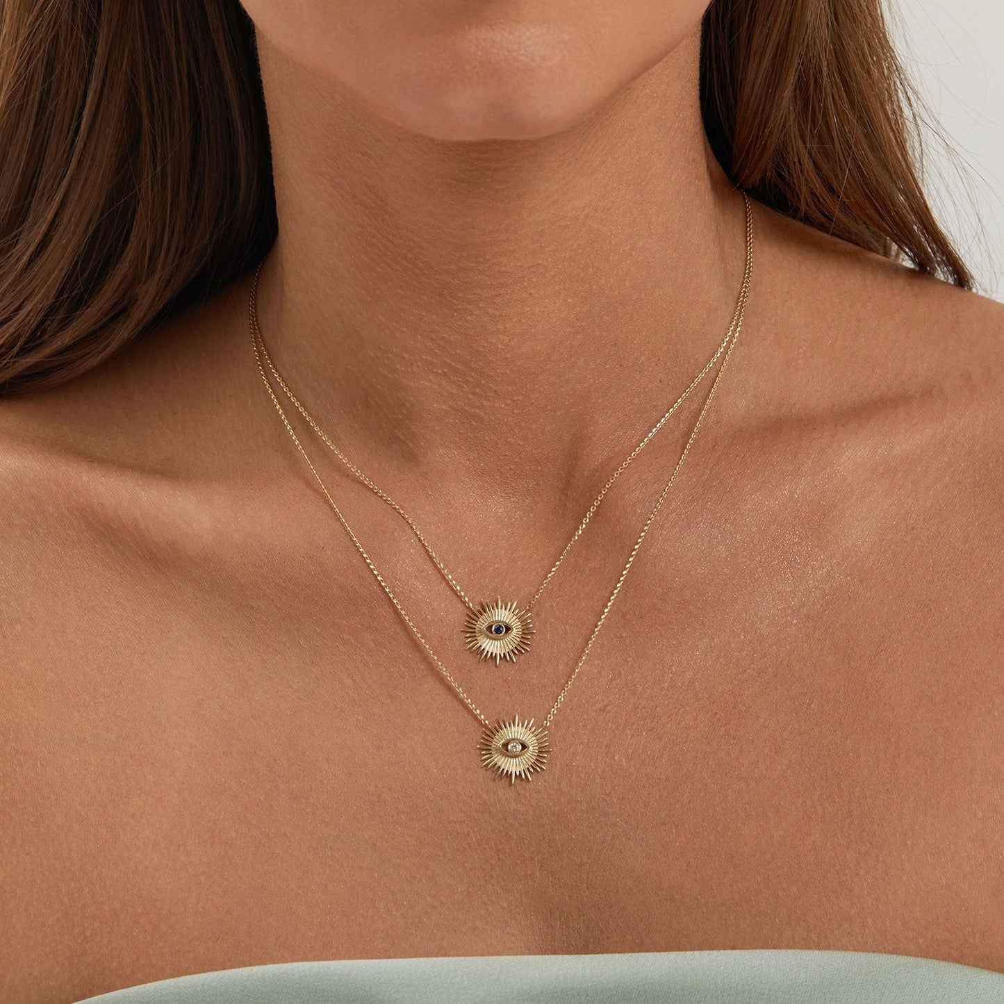 Sunburst Evil Eye Necklace - Lotus Diamond