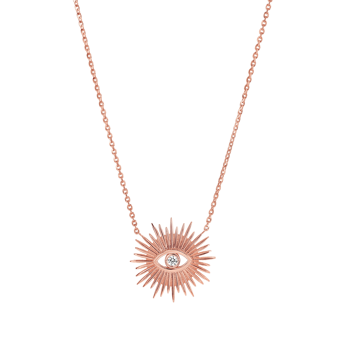 Sunburst Evil Eye Necklace - Lotus Diamond