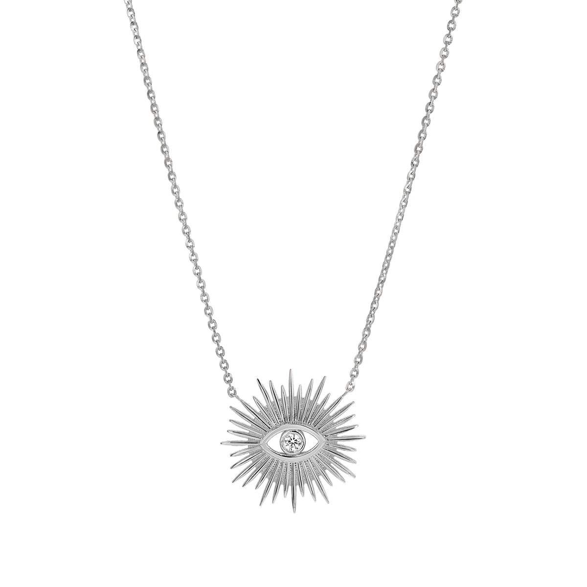 Sunburst Evil Eye Necklace - Lotus Diamond