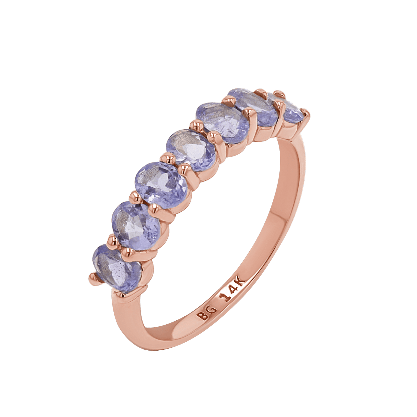 Tanzanite Oval Half Eternity Band - Lotus Diamond