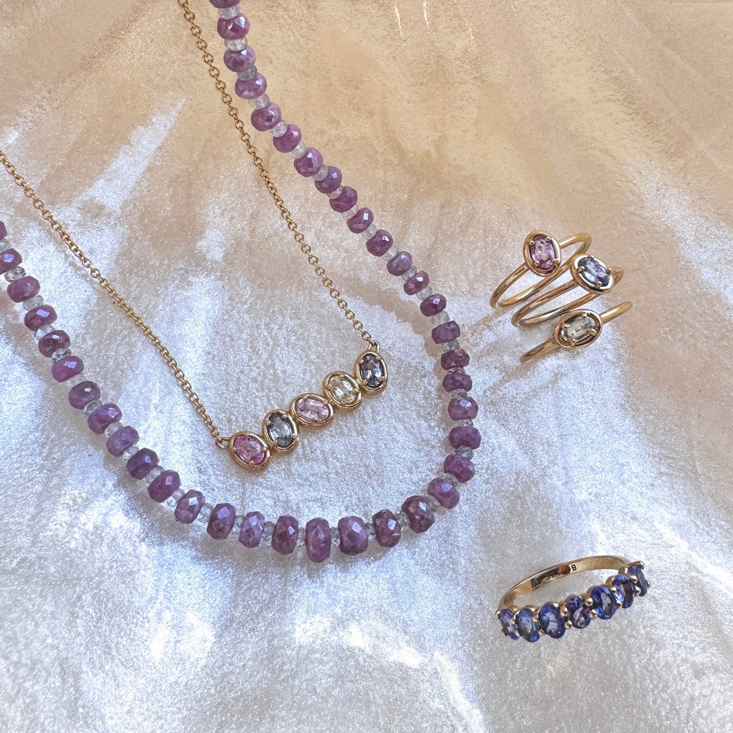 Tanzanite Oval Half Eternity Band - Lotus Diamond