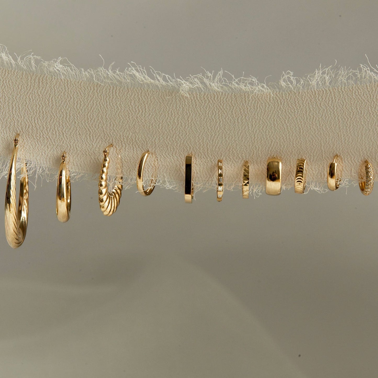 Tapered Hoop Earrings - Lotus Diamond