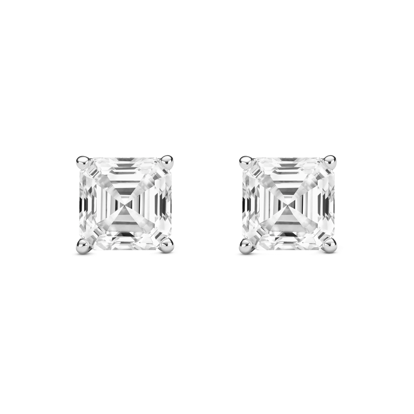 The Asscher Solitaire Studs - Lotus Diamond