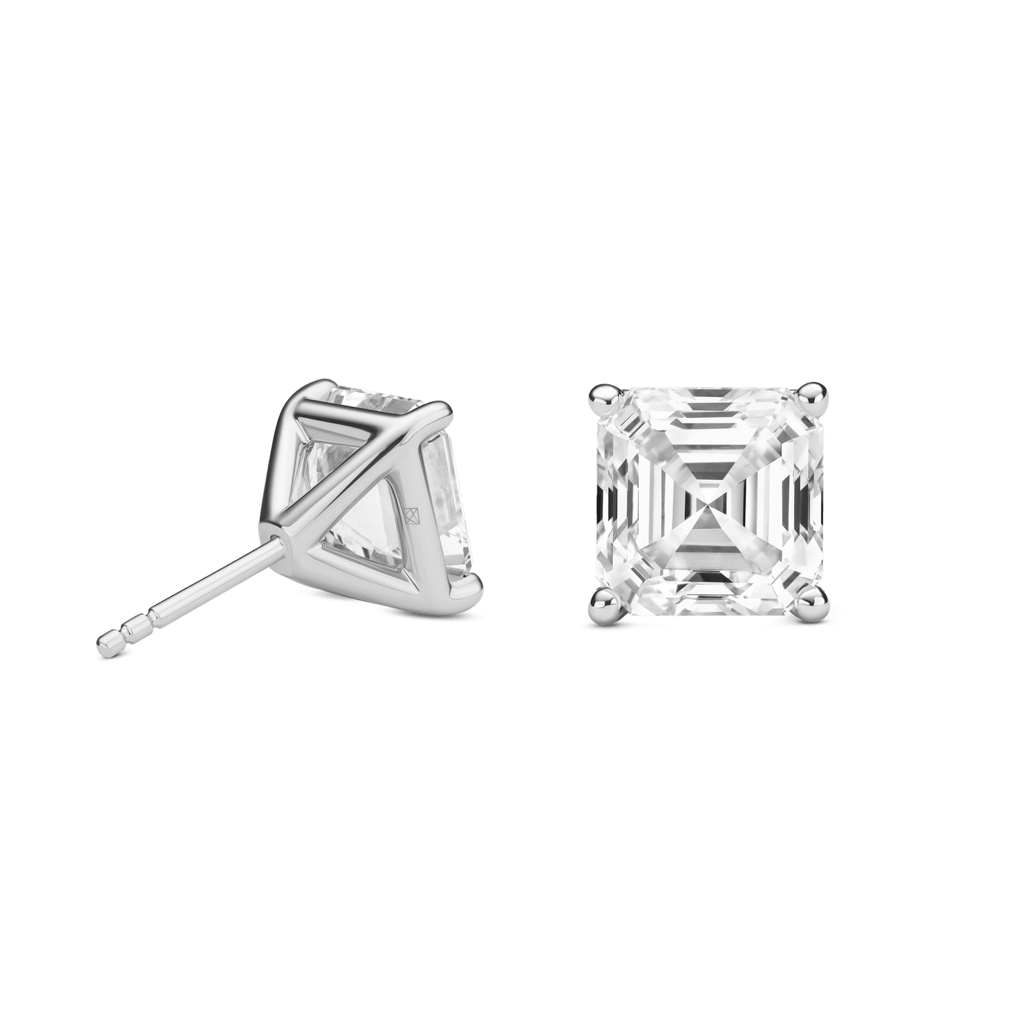 The Asscher Solitaire Studs - Lotus Diamond