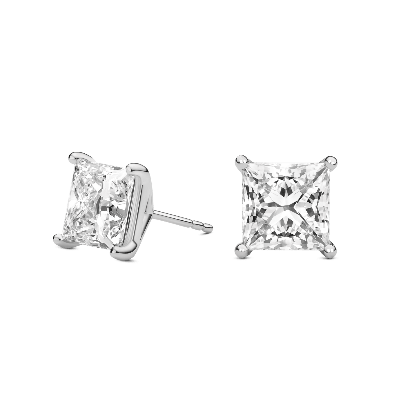 The Asscher Solitaire Studs - Lotus Diamond