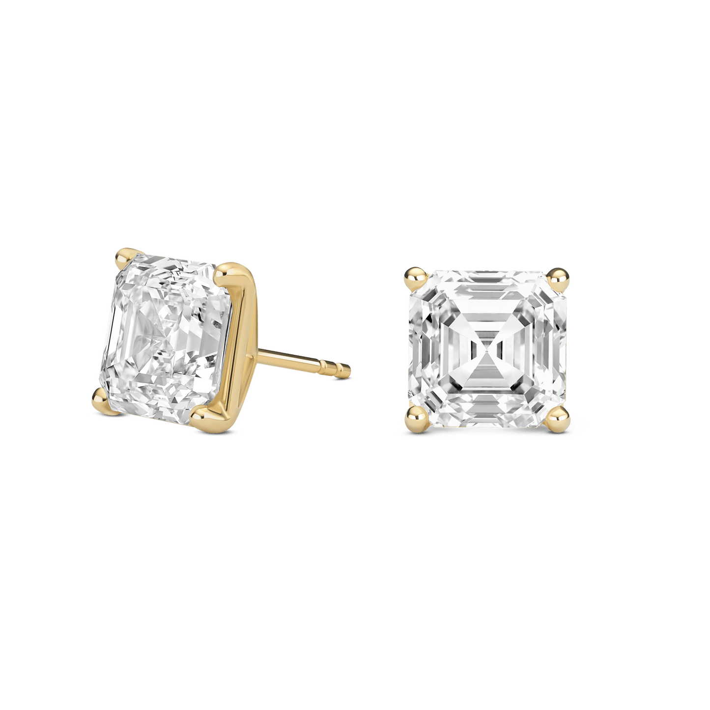 The Asscher Solitaire Studs - Lotus Diamond