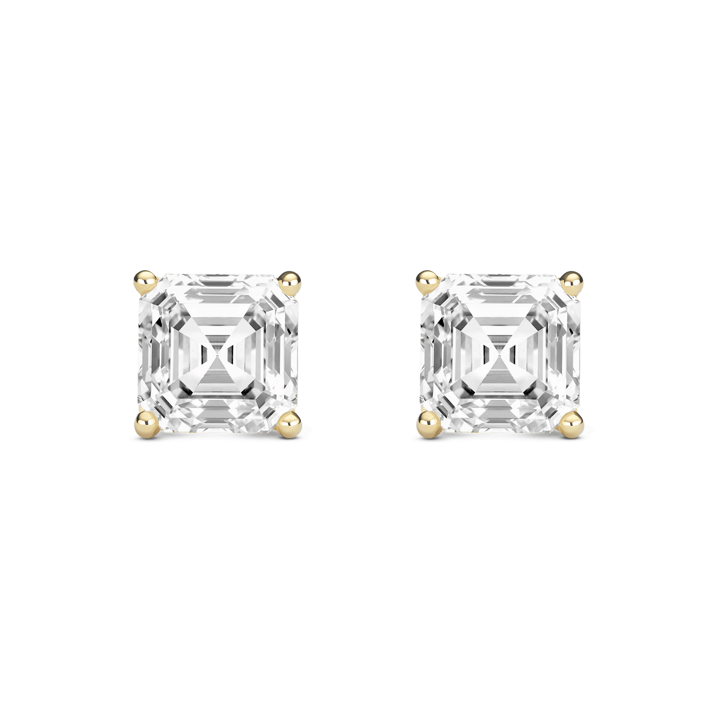 The Asscher Solitaire Studs - Lotus Diamond