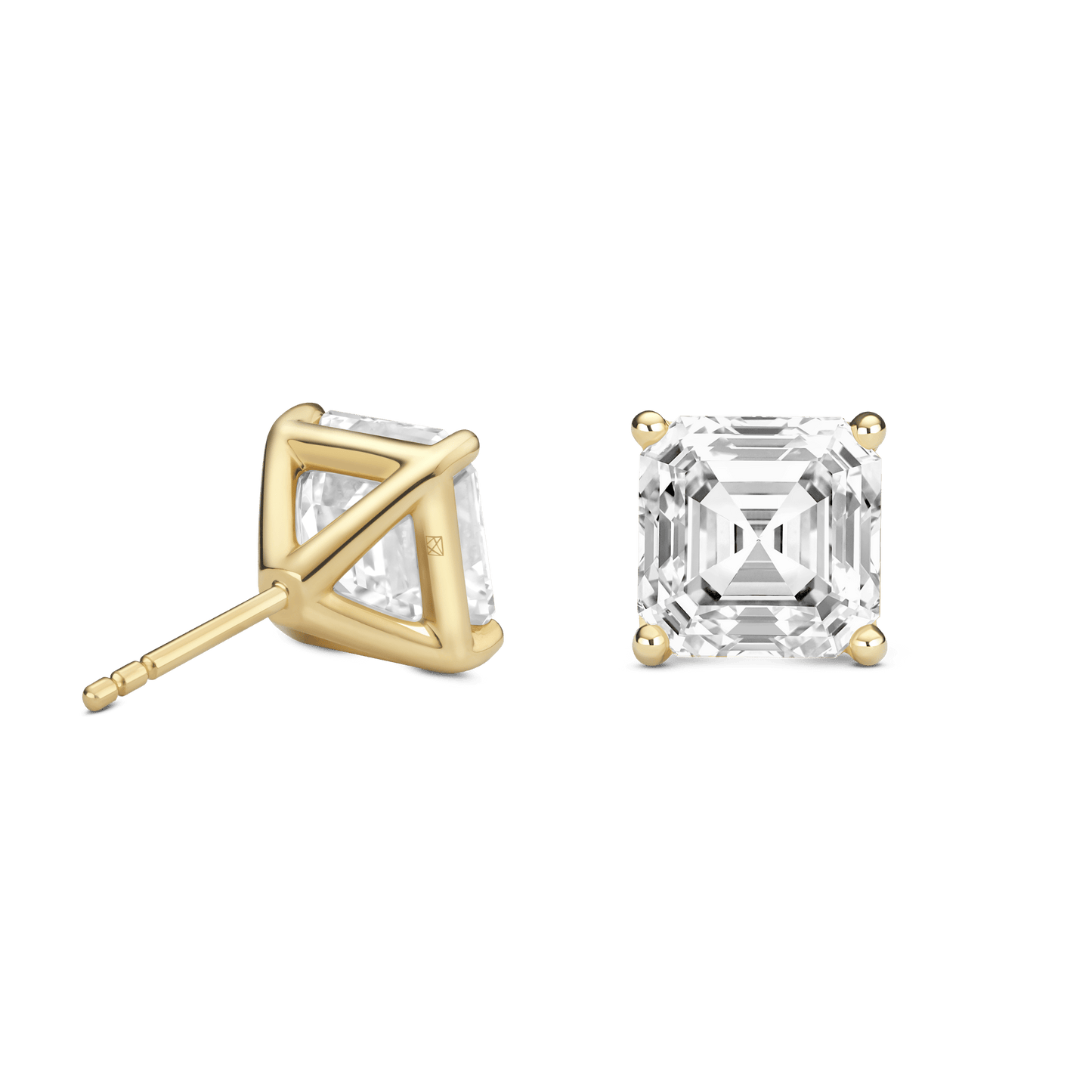 The Asscher Solitaire Studs - Lotus Diamond