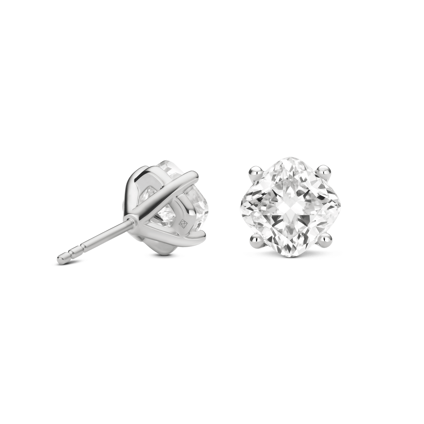 The Cushion Solitaire Studs - Lotus Diamond