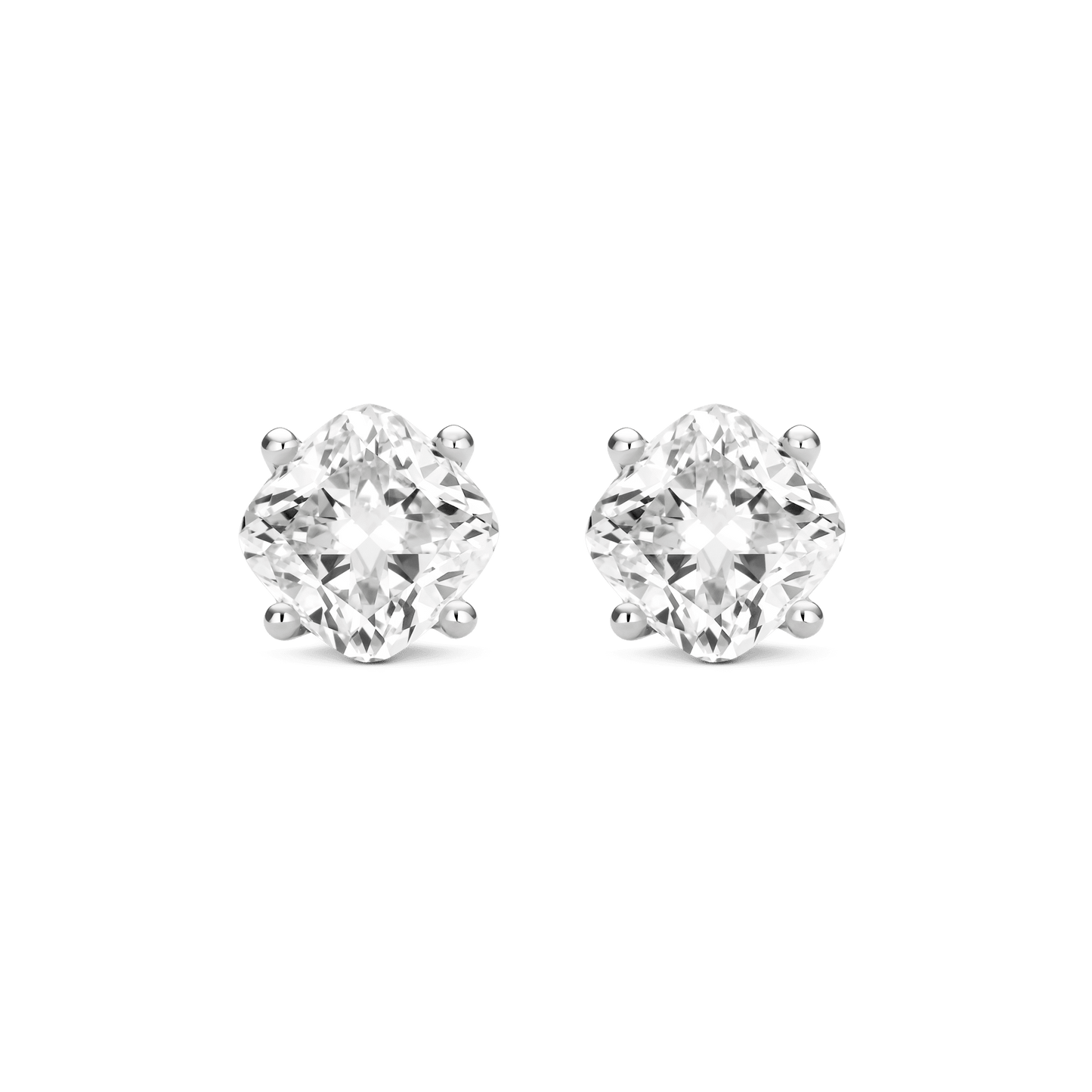 The Cushion Solitaire Studs - Lotus Diamond