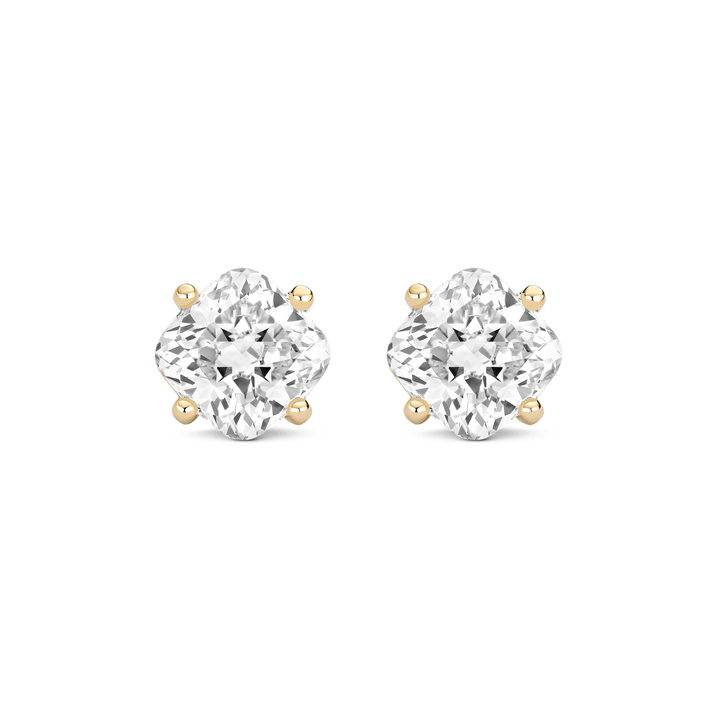 The Cushion Solitaire Studs - Lotus Diamond