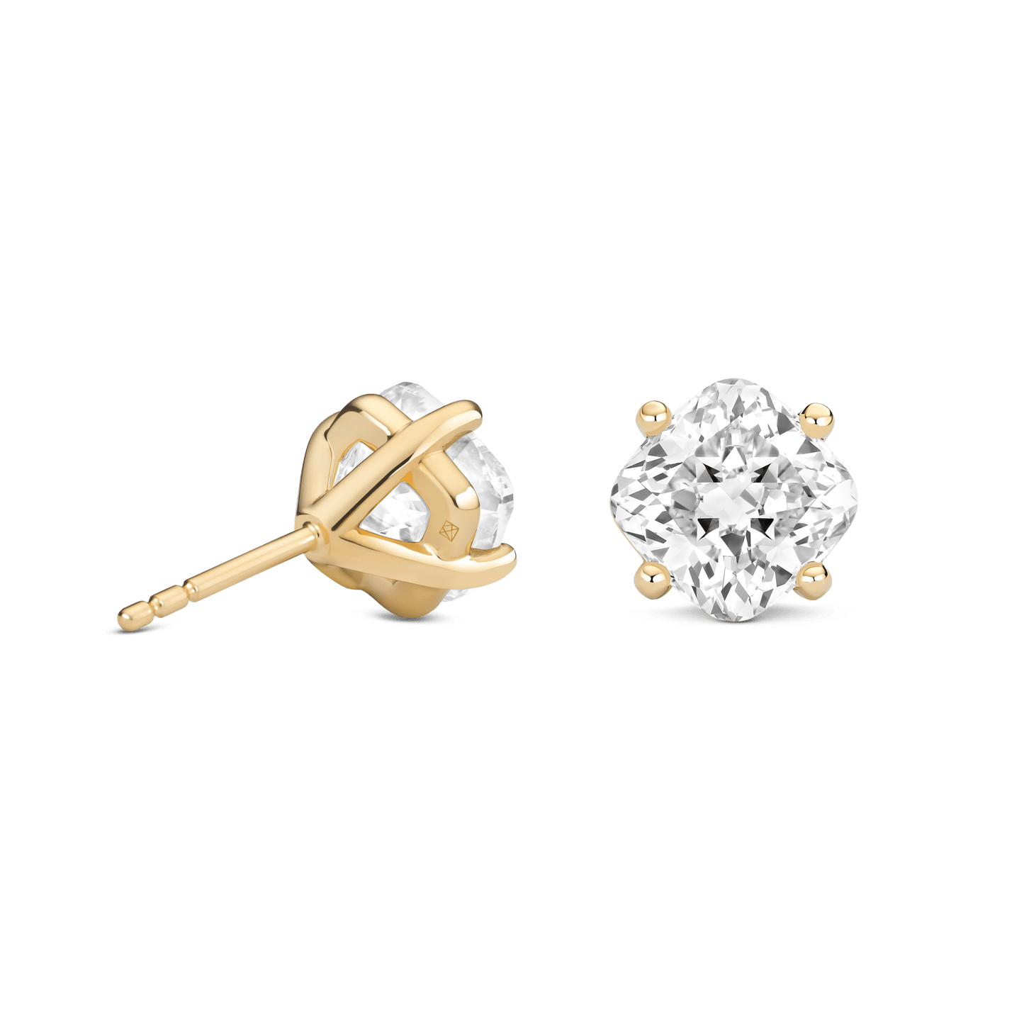 The Cushion Solitaire Studs - Lotus Diamond