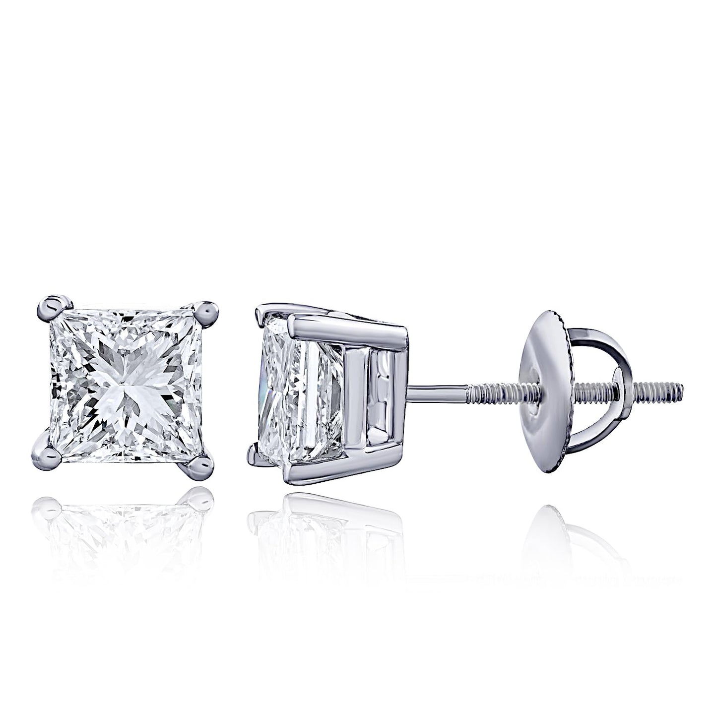 The IGI CERTIFIED 1 to 10 Carat LAB GROWN Diamond Stud Earrings Round Cut 4 Prong PUSH BACK (F - G Color, VS1 - VS2 Eye Clean Clarity) - Lotus Diamond
