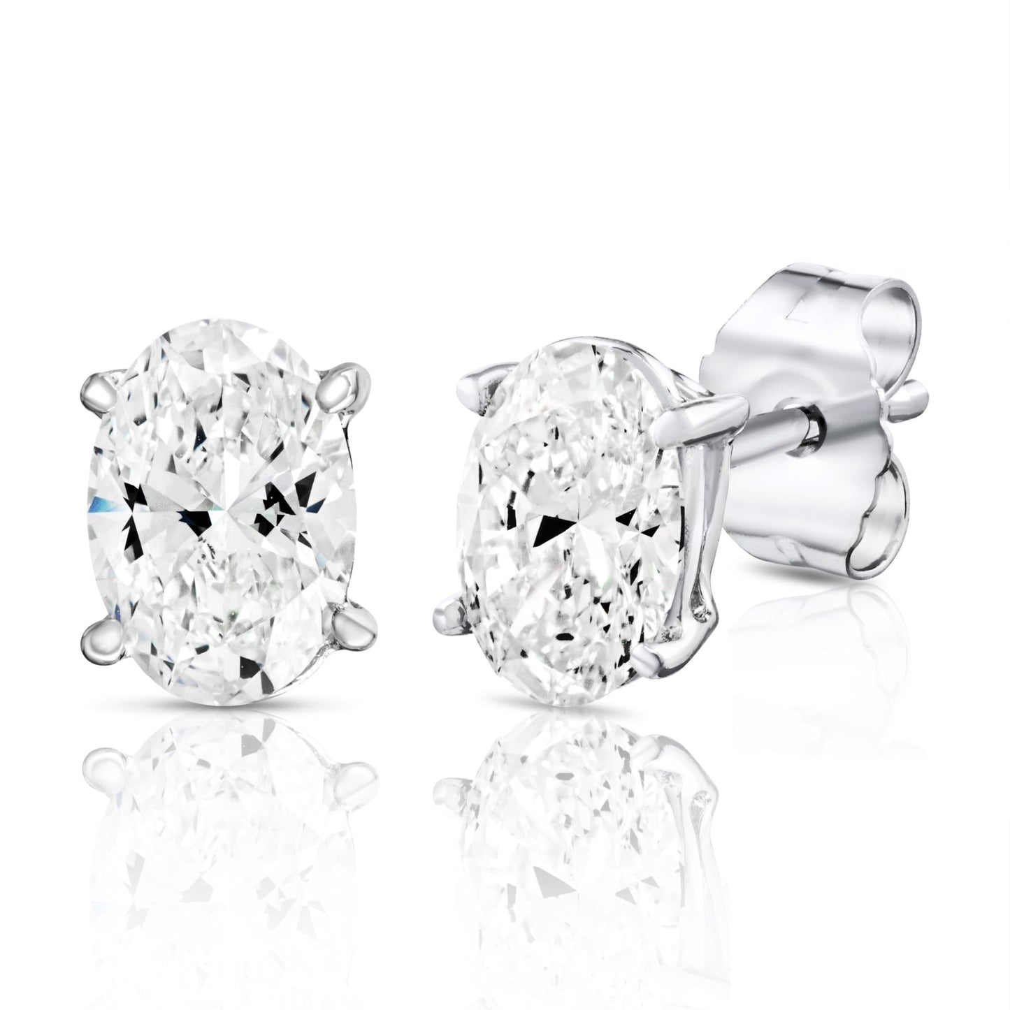 The IGI CERTIFIED 1 to 10 Carat LAB GROWN Diamond Stud Earrings Round Cut 4 Prong PUSH BACK (F - G Color, VS1 - VS2 Eye Clean Clarity) - Lotus Diamond
