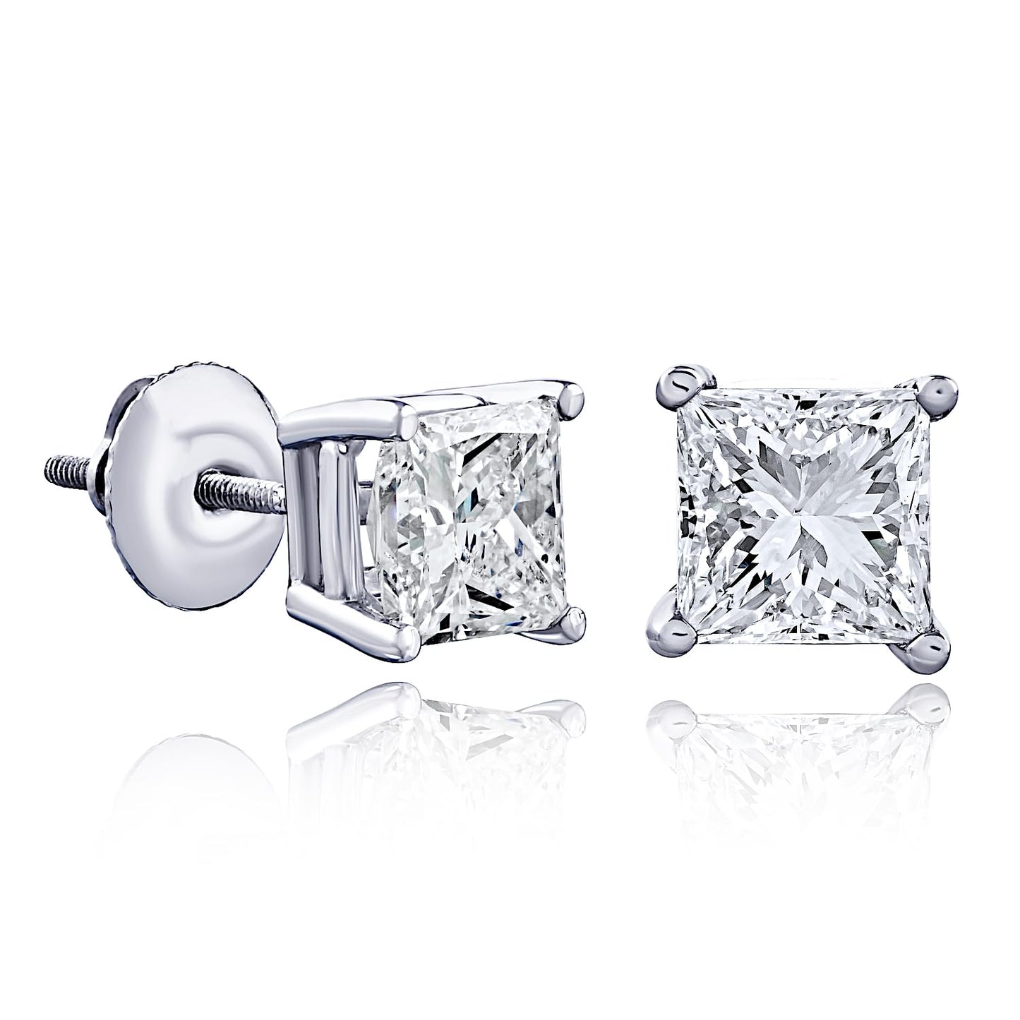 The IGI CERTIFIED 1 to 10 Carat LAB GROWN Diamond Stud Earrings Round Cut 4 Prong PUSH BACK (F - G Color, VS1 - VS2 Eye Clean Clarity) - Lotus Diamond