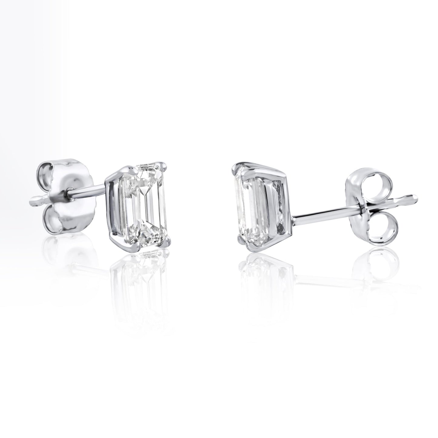 The IGI CERTIFIED 1 to 10 Carat LAB GROWN Diamond Stud Earrings Round Cut 4 Prong PUSH BACK (F-G Color, VS1-VS2 Eye Clean Clarity) - Lotus Diamond