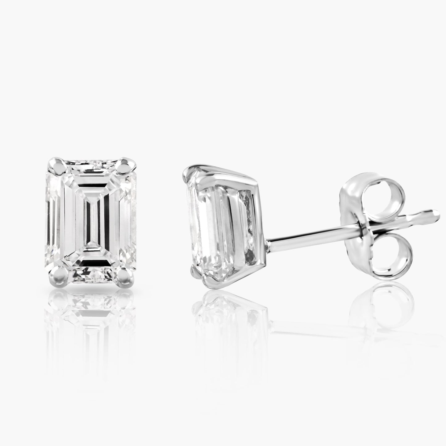 The IGI CERTIFIED 1 to 10 Carat LAB GROWN Diamond Stud Earrings Round Cut 4 Prong PUSH BACK (F - G Color, VS1 - VS2 Eye Clean Clarity) - Lotus Diamond