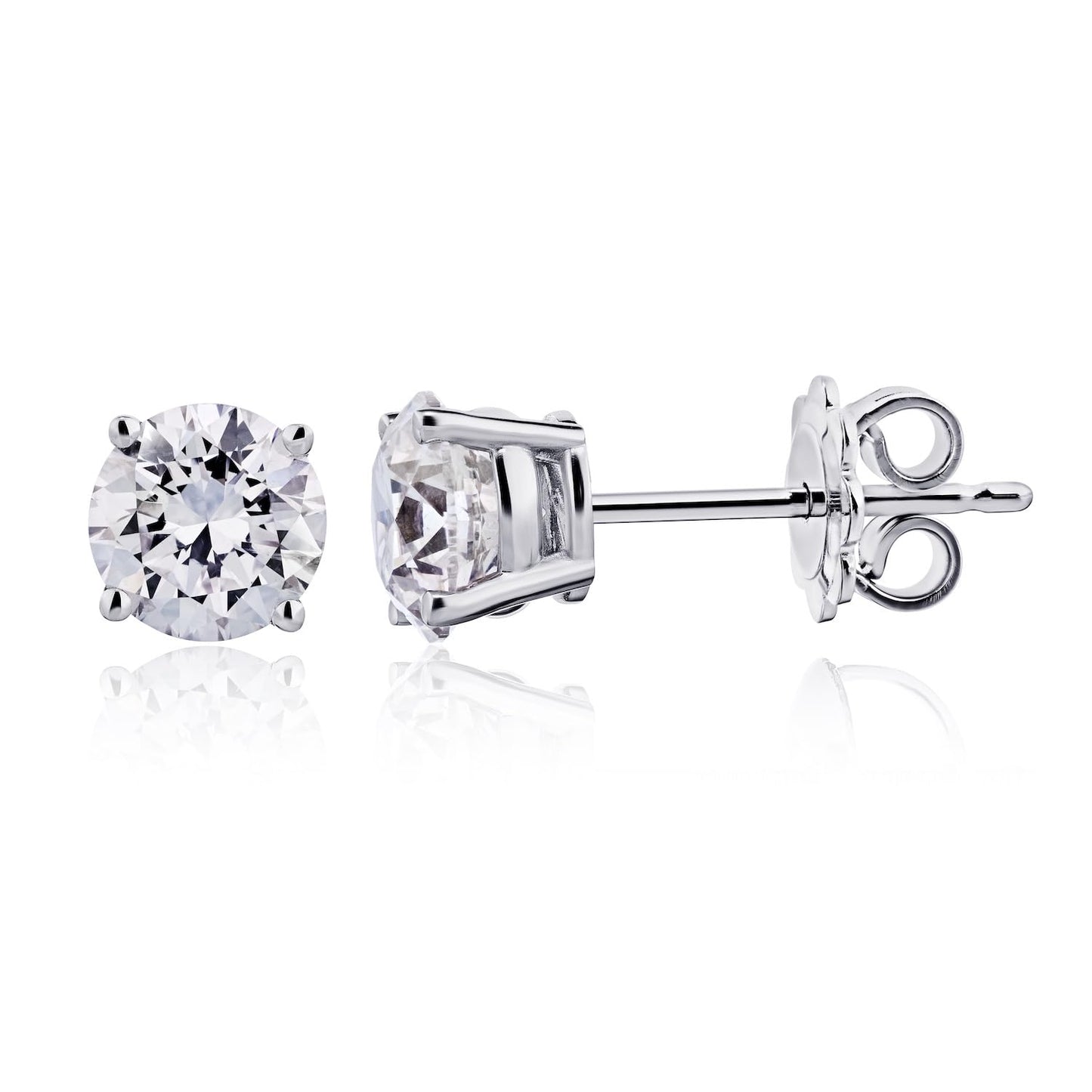 The IGI CERTIFIED 1 to 10 Carat LAB GROWN Diamond Stud Earrings Round Cut 4 Prong PUSH BACK (F - G Color, VS1 - VS2 Eye Clean Clarity) - Lotus Diamond
