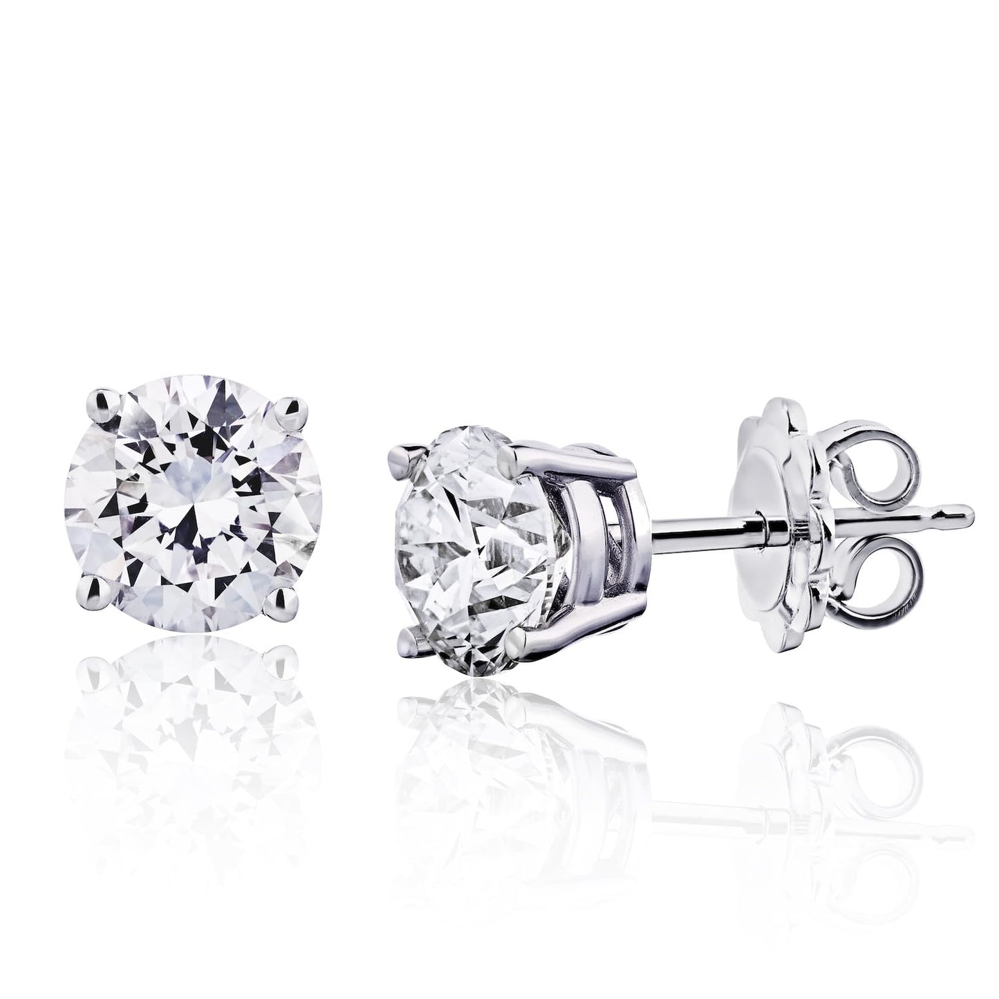 The IGI CERTIFIED 1 to 10 Carat LAB GROWN Diamond Stud Earrings Round Cut 4 Prong PUSH BACK (F - G Color, VS1 - VS2 Eye Clean Clarity) - Lotus Diamond