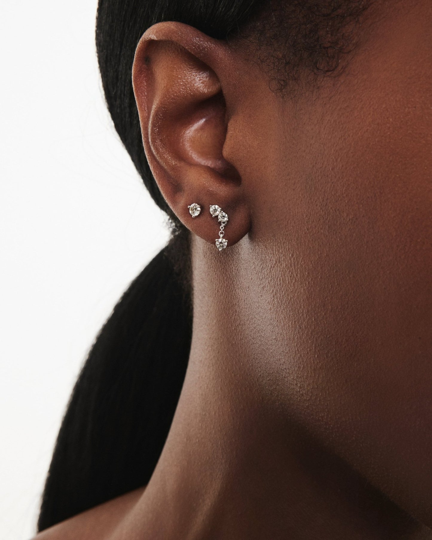 The Mini Angle Drop Single Earring - Lotus Diamond