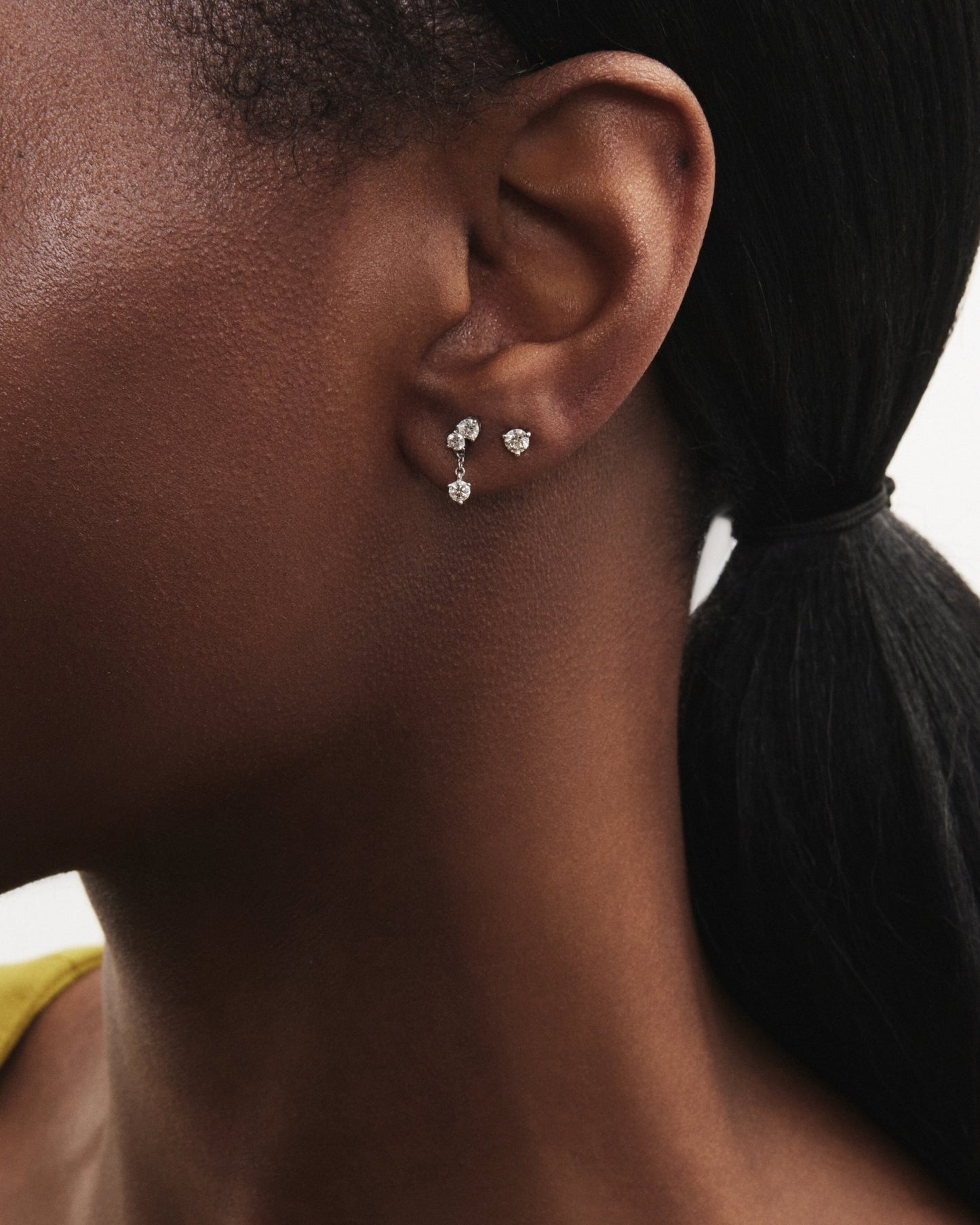 The Mini Angle Drop Single Earring - Lotus Diamond