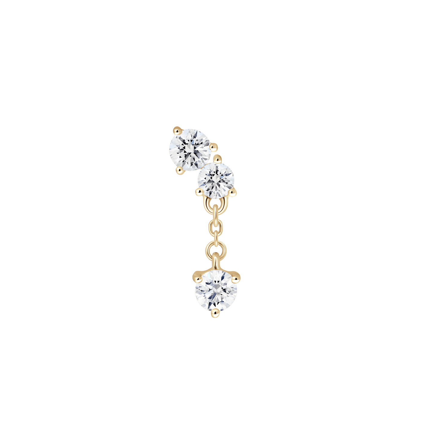 The Mini Angle Drop Single Earring - Lotus Diamond