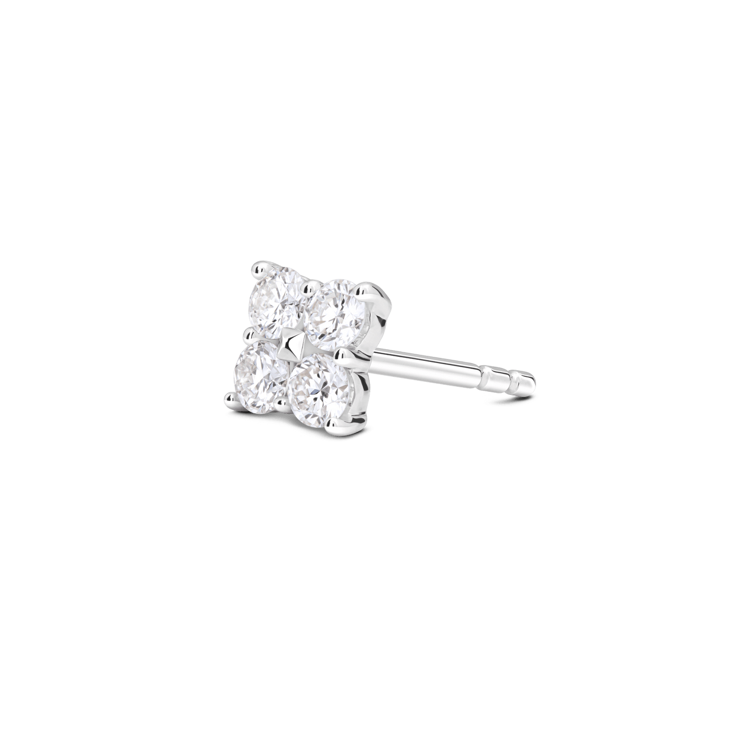 The Mini Quatrefoil Single Stud - Lotus Diamond