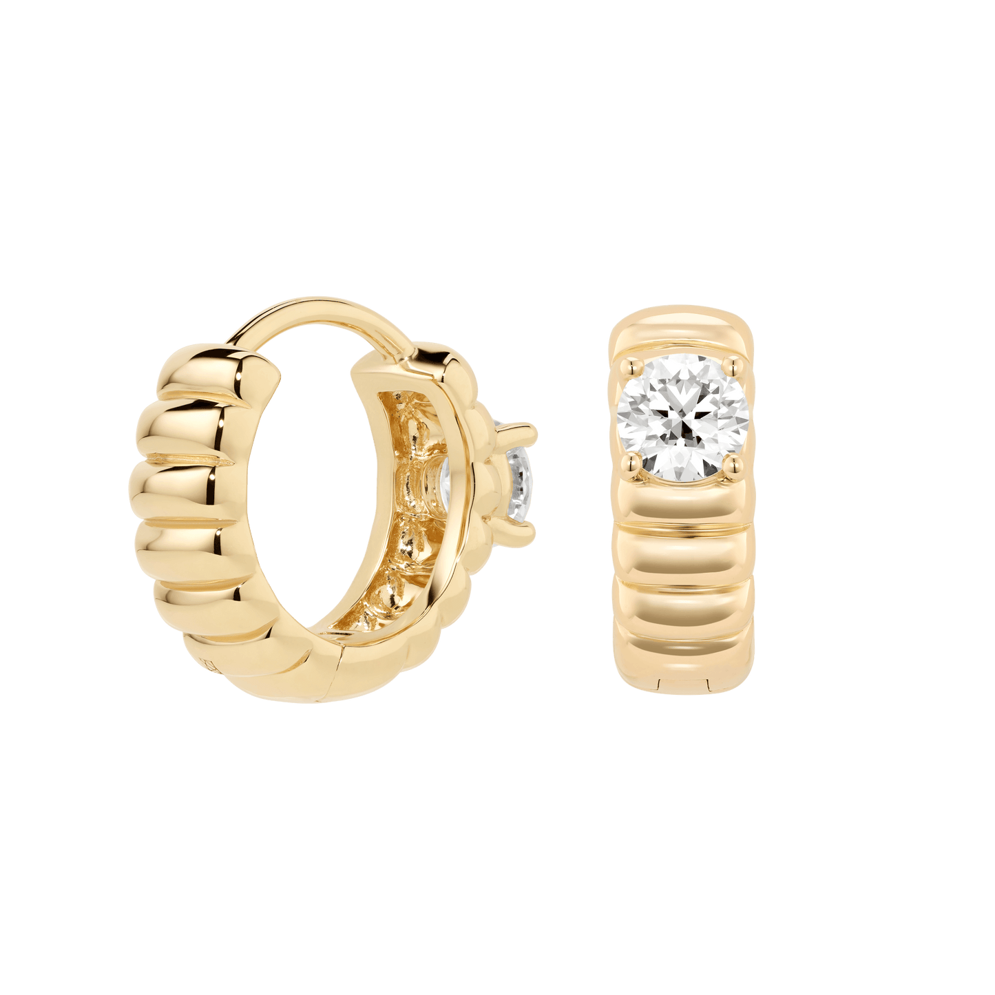 The Poet Hoop Earrings - Lotus Diamond