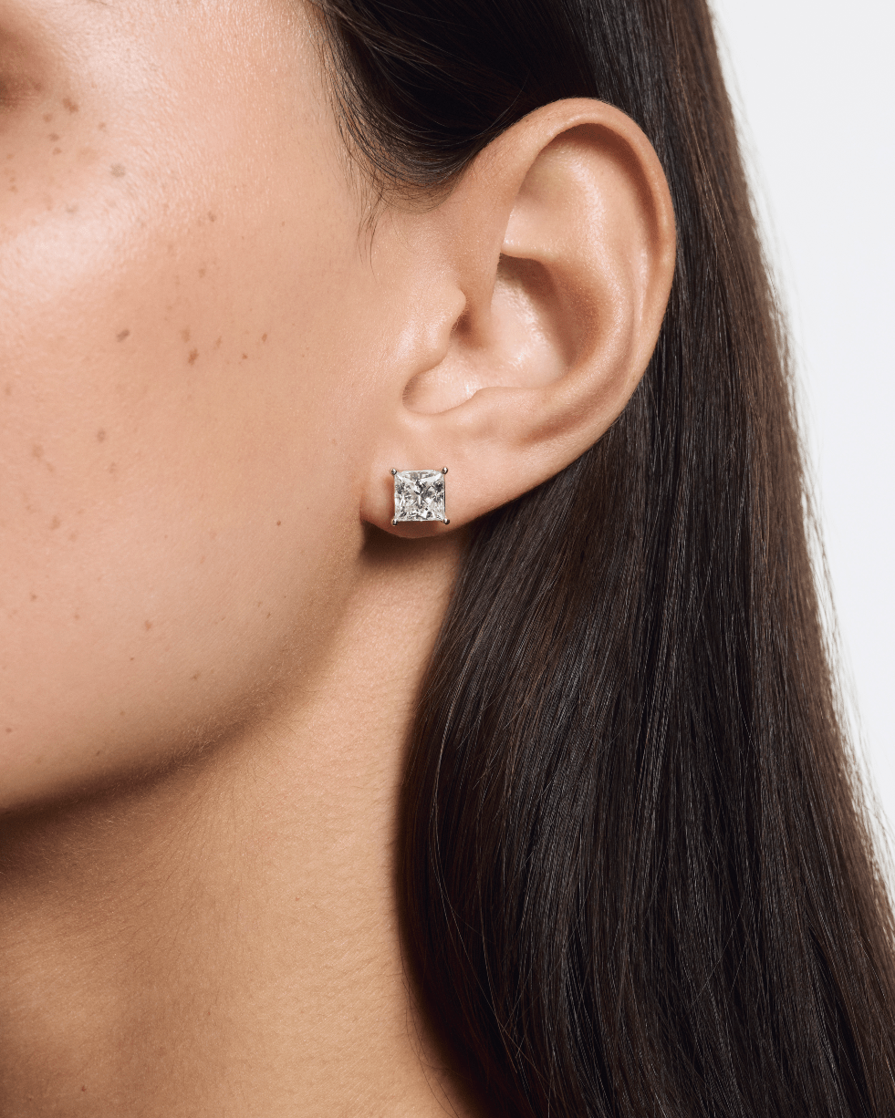 The Princess Solitaire Studs - Lotus Diamond