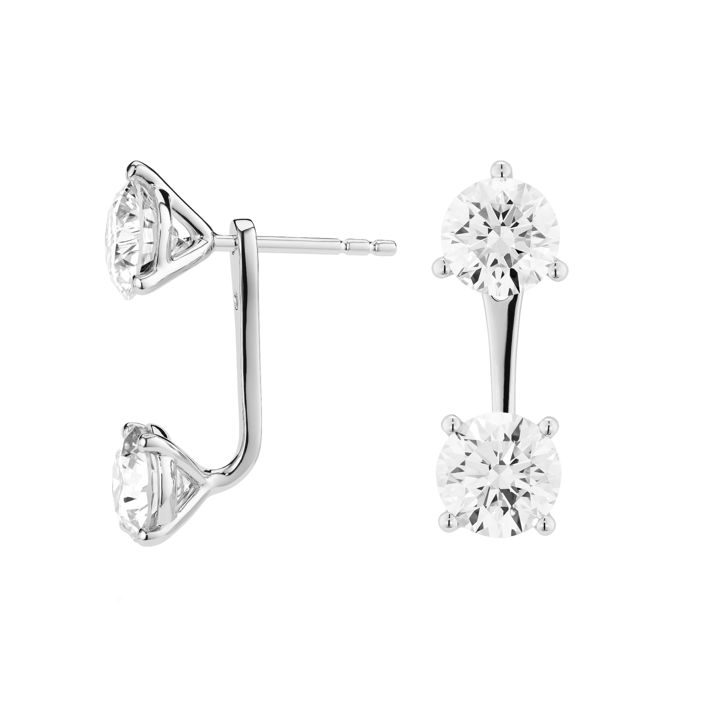 The Round Brilliant Solitaire Ear Jackets - Lotus Diamond