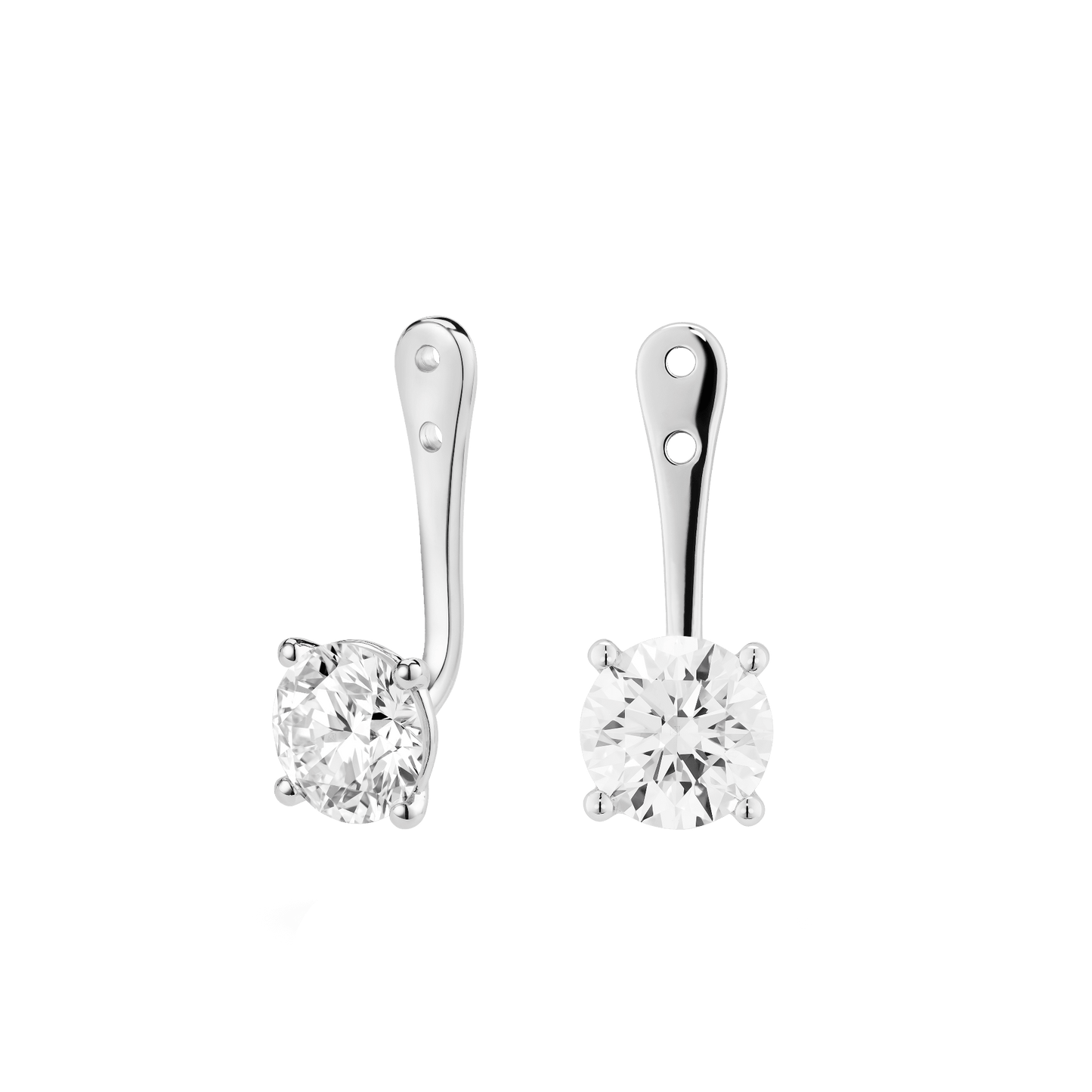 The Round Brilliant Solitaire Ear Jackets - Lotus Diamond