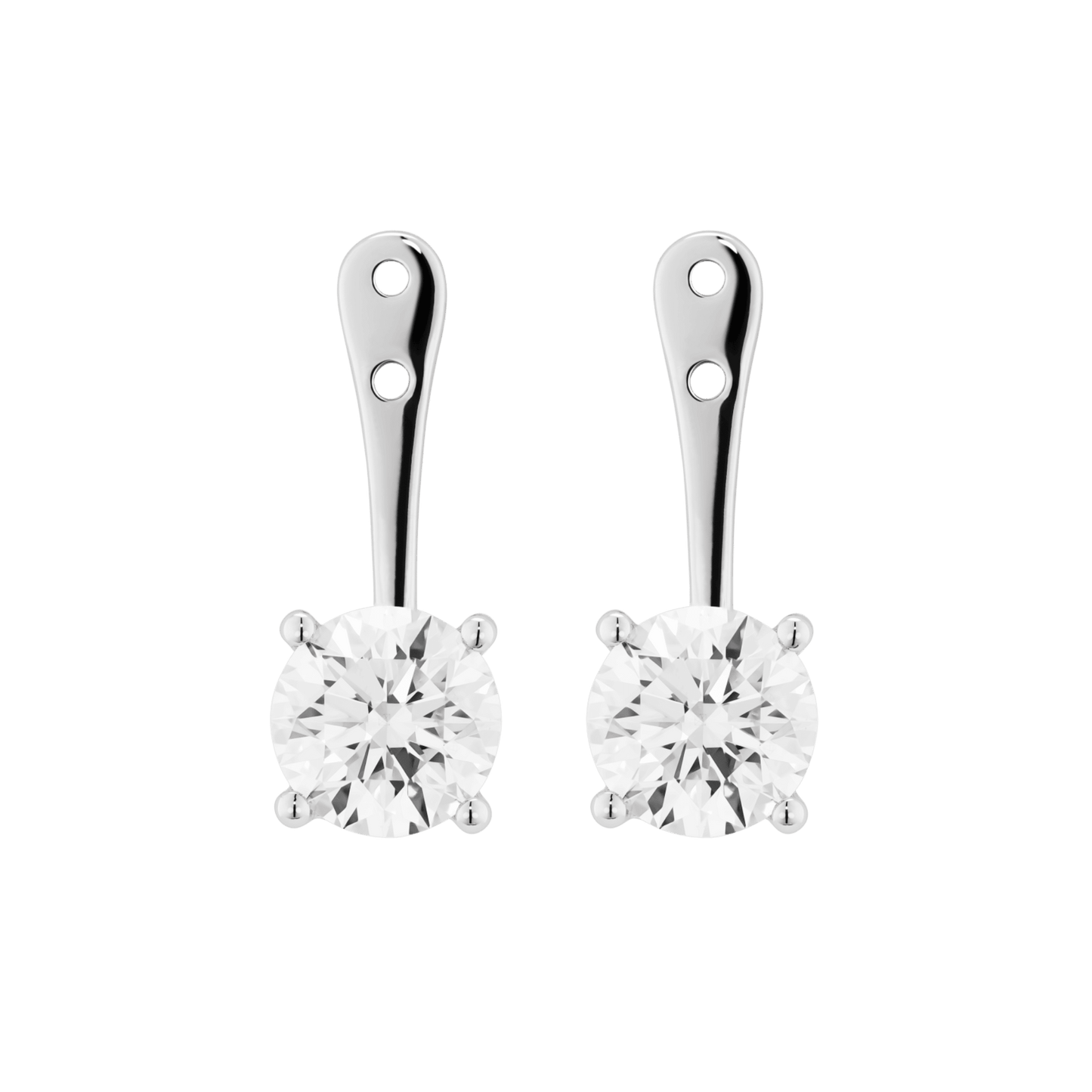 The Round Brilliant Solitaire Ear Jackets - Lotus Diamond