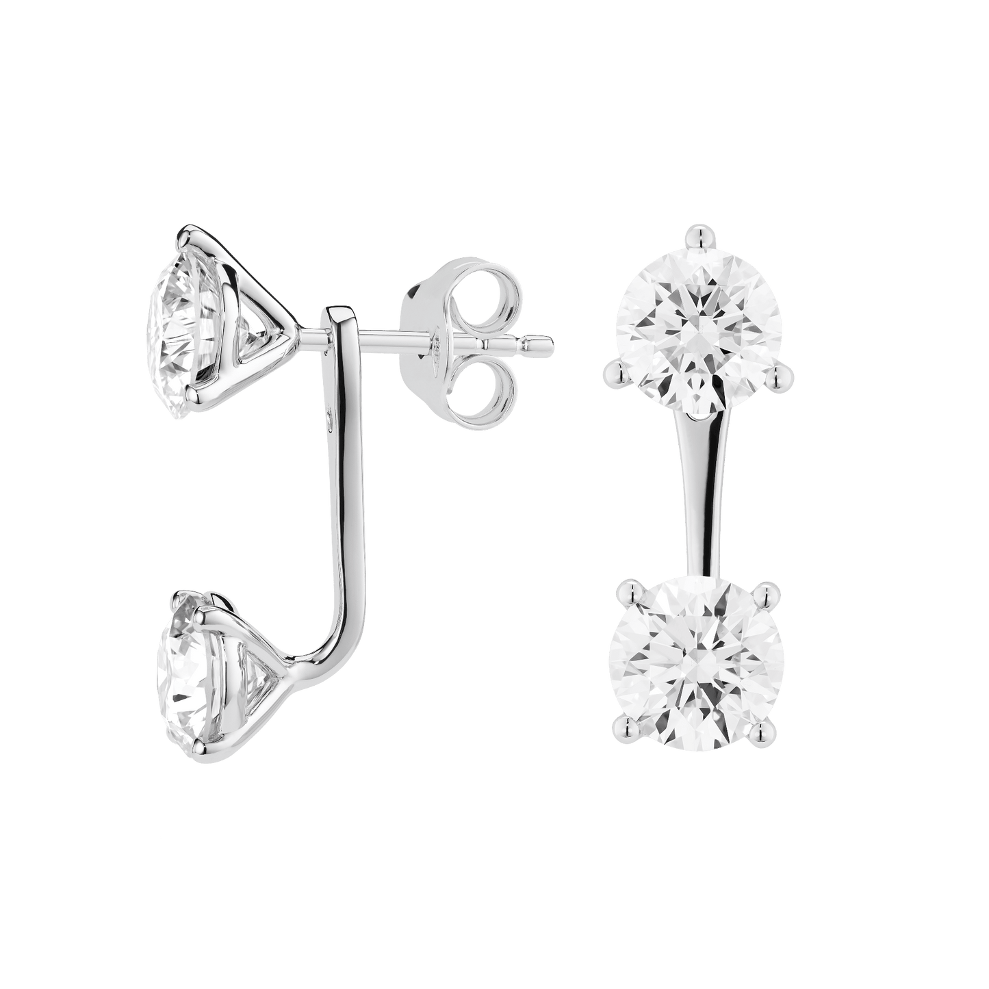The Round Brilliant Solitaire Ear Jackets - Lotus Diamond