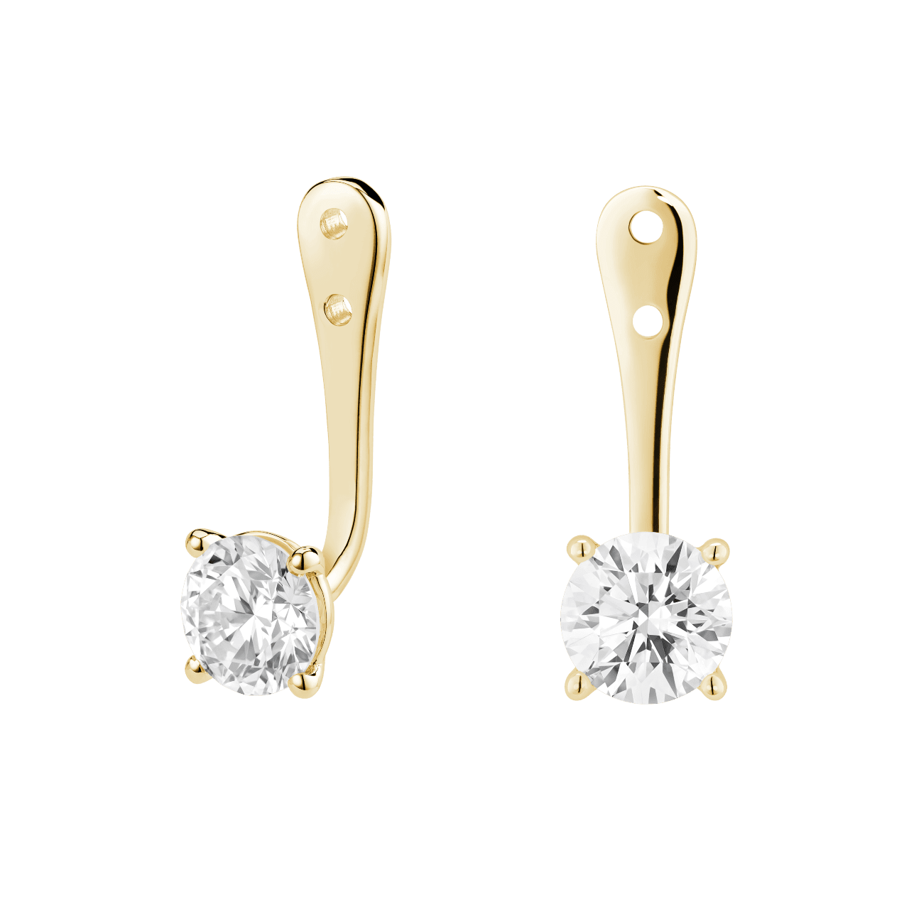 The Round Brilliant Solitaire Ear Jackets - Lotus Diamond