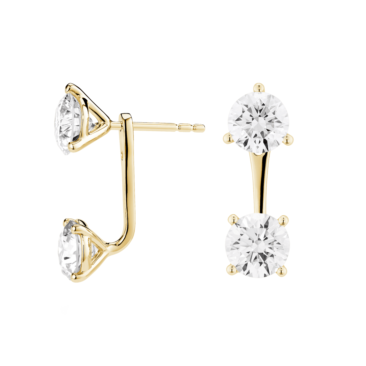 The Round Brilliant Solitaire Ear Jackets - Lotus Diamond
