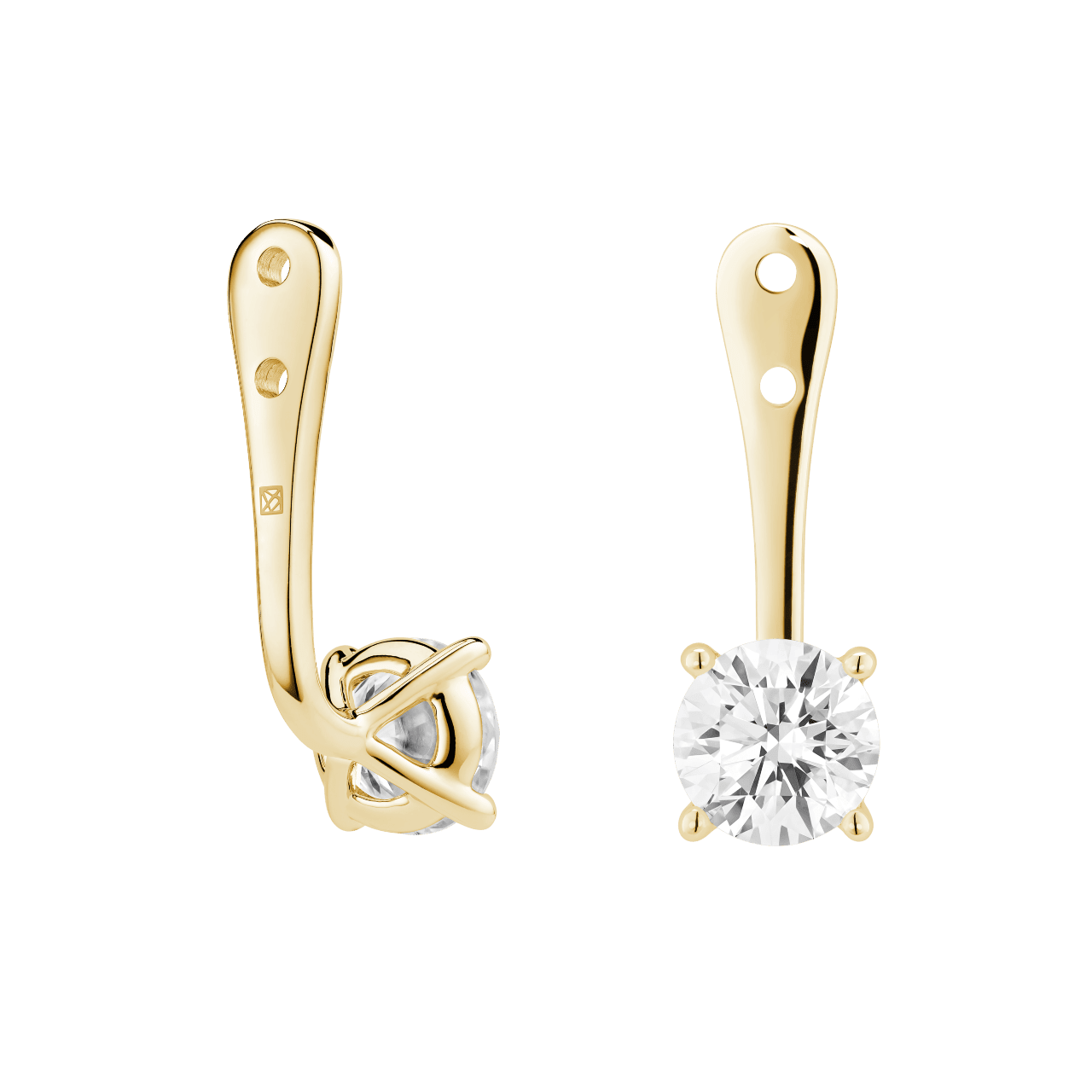 The Round Brilliant Solitaire Ear Jackets - Lotus Diamond