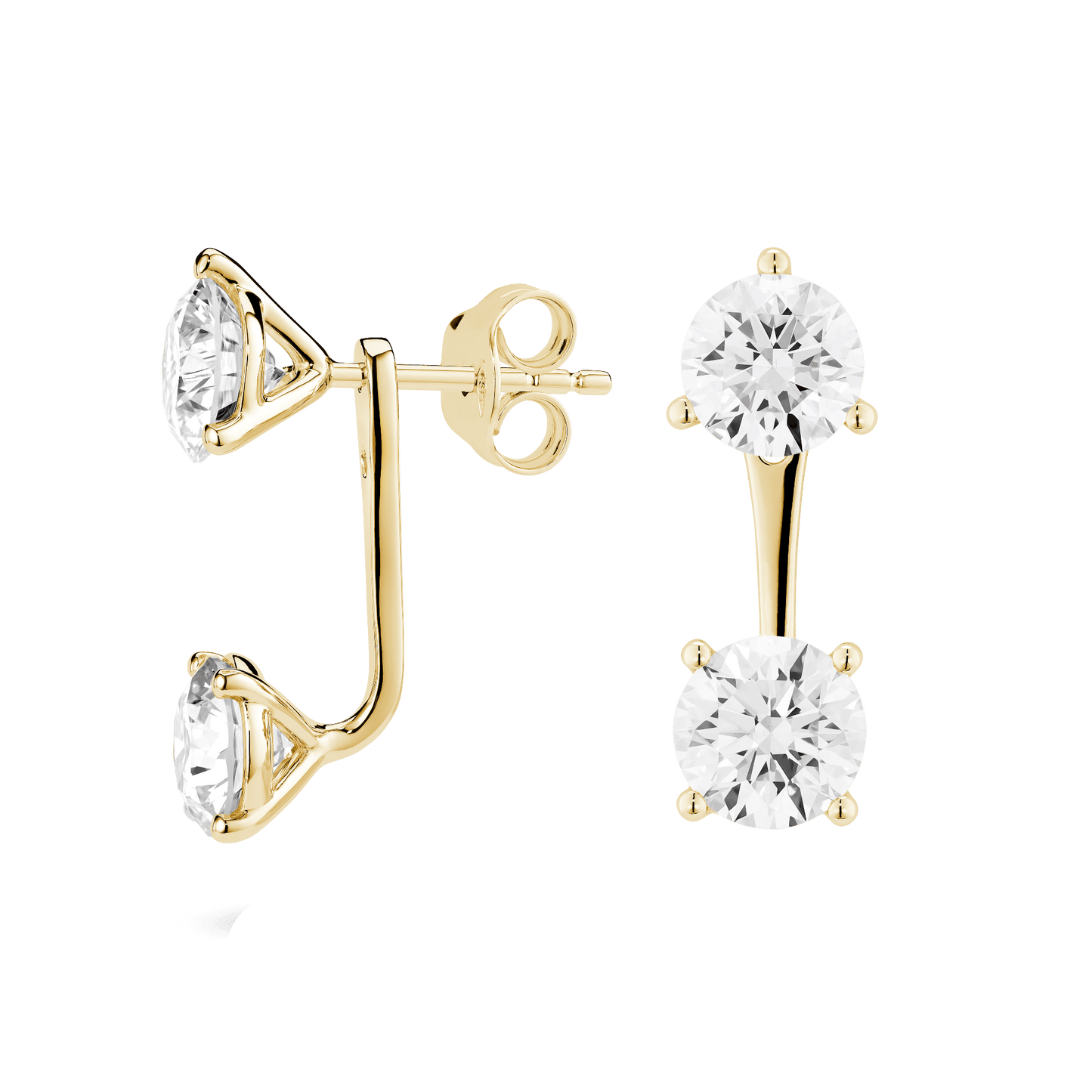 The Round Brilliant Solitaire Ear Jackets - Lotus Diamond