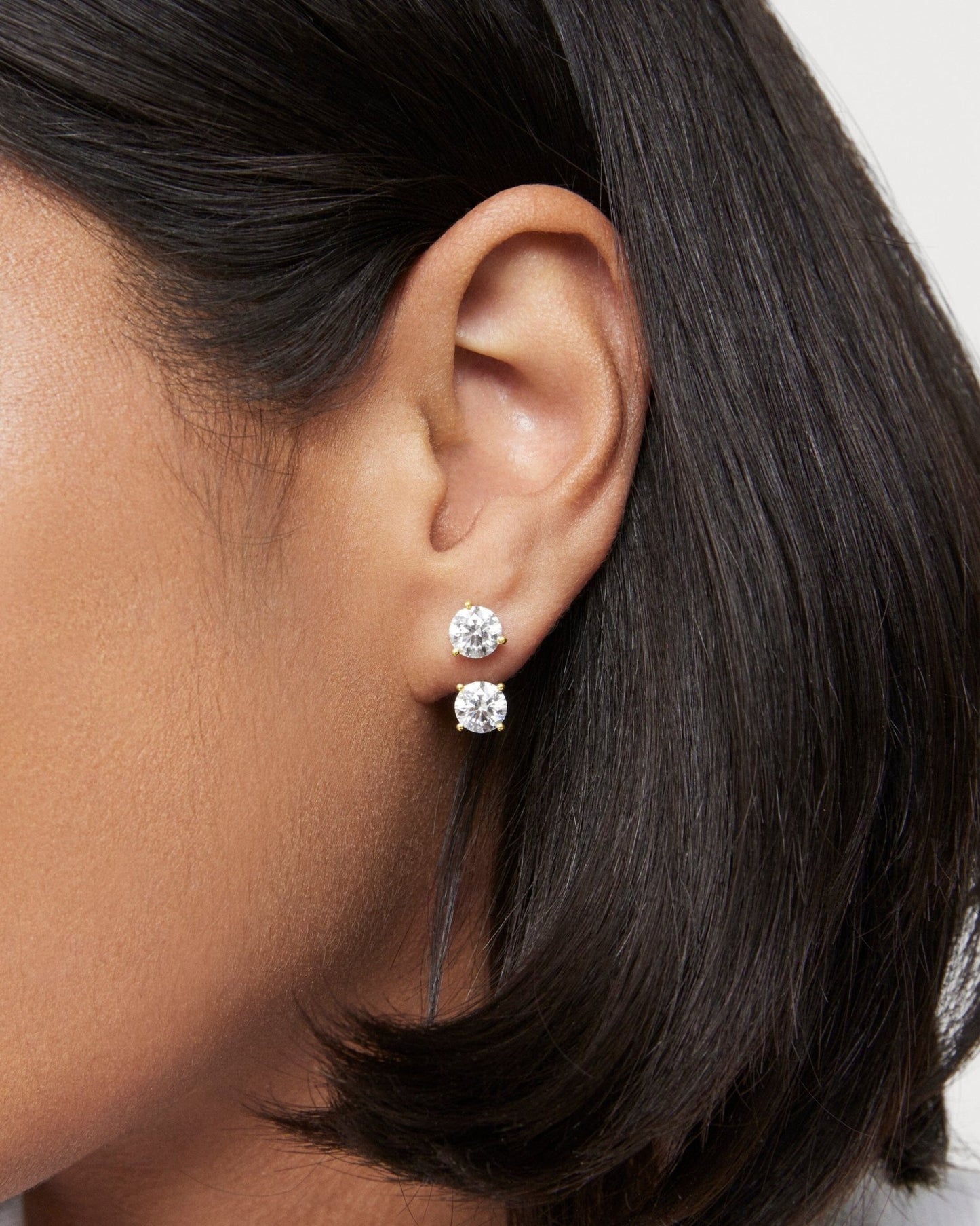 The Round Brilliant Solitaire Ear Jackets - Lotus Diamond