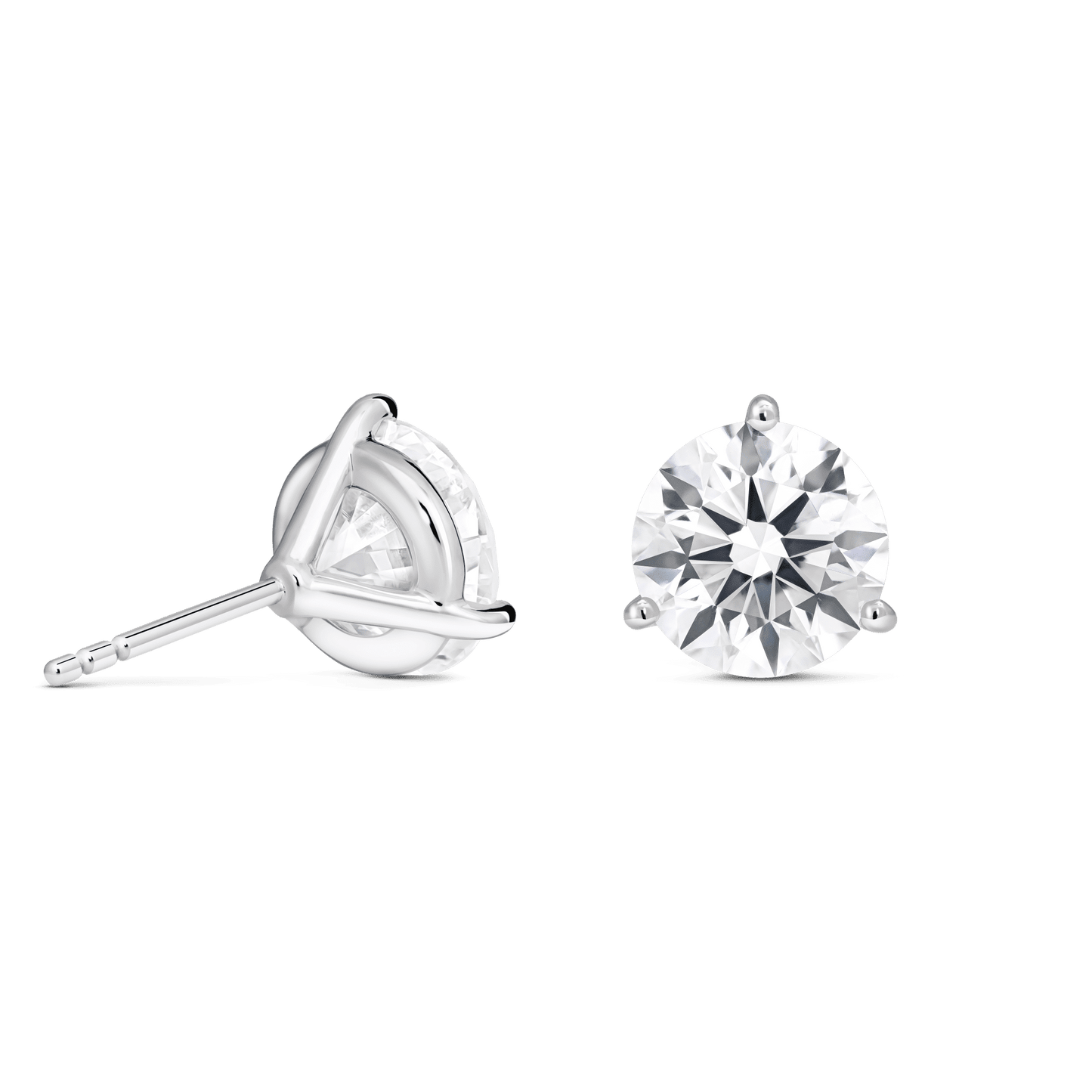 The Round Brilliant Solitaire Studs - Lotus Diamond