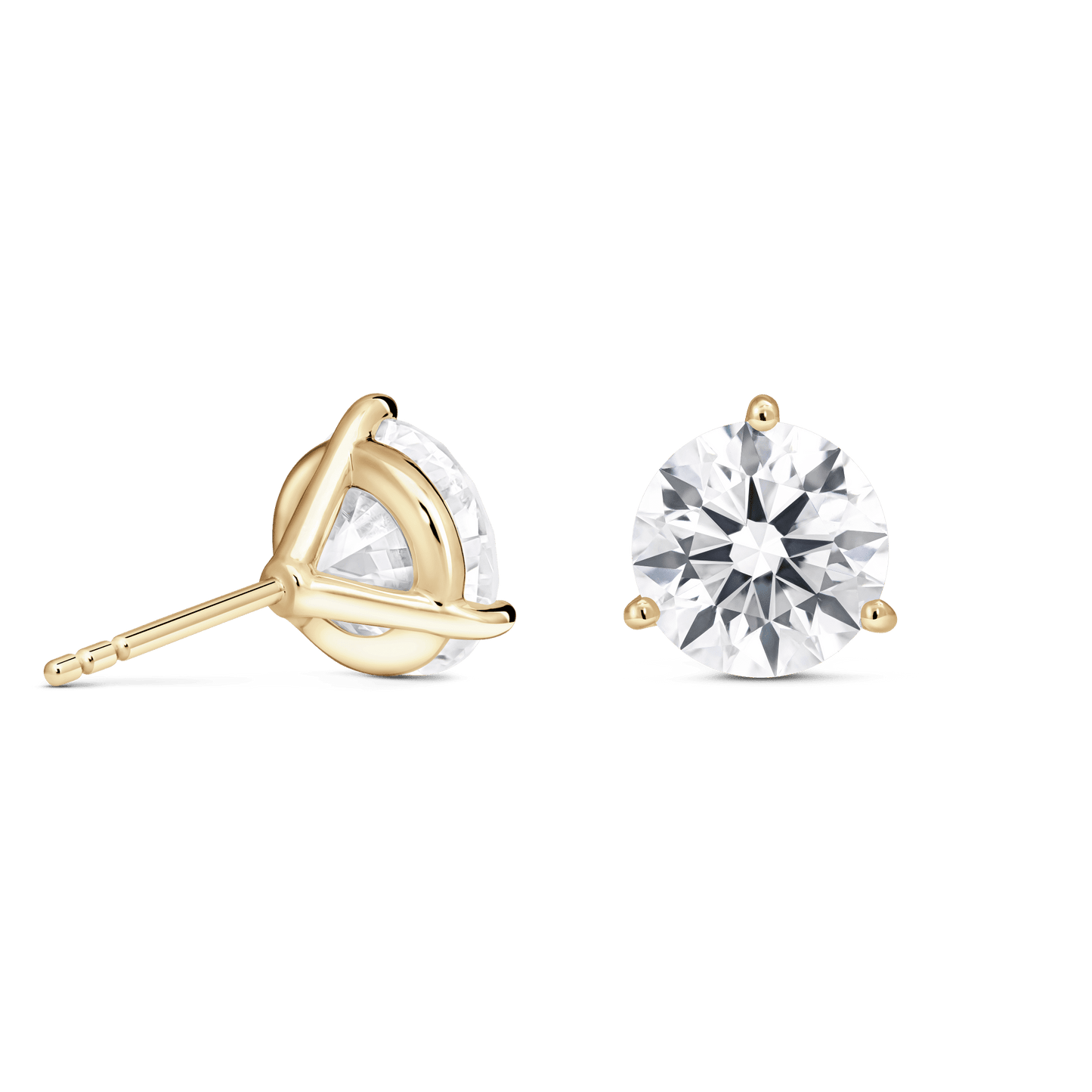 The Round Brilliant Solitaire Studs - Lotus Diamond