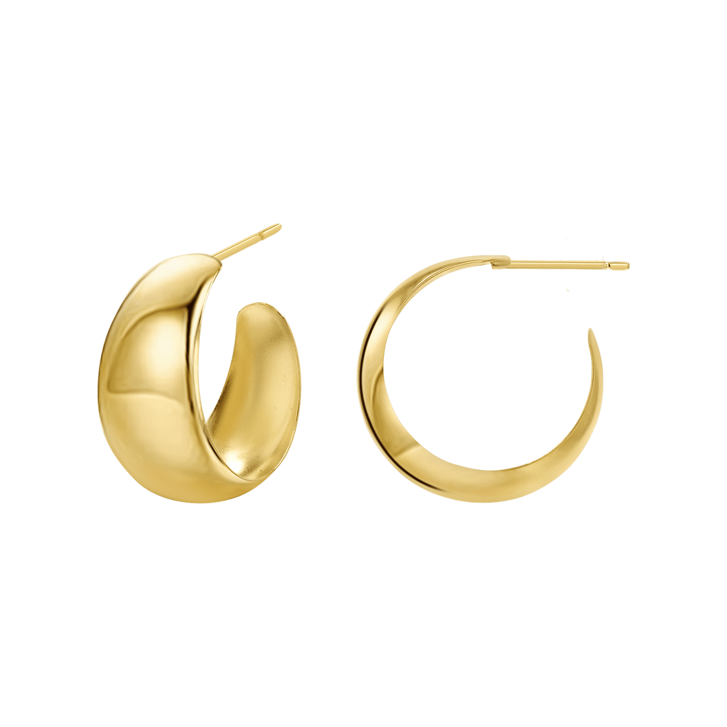 Thick Dome Hoop Earrings - Lotus Diamond