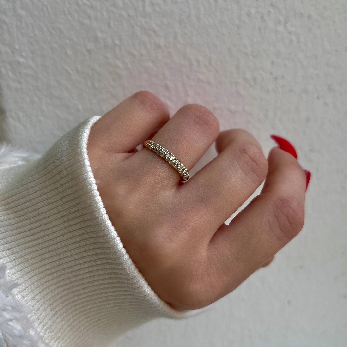 Three Row Pave Diamond Band - Lotus Diamond