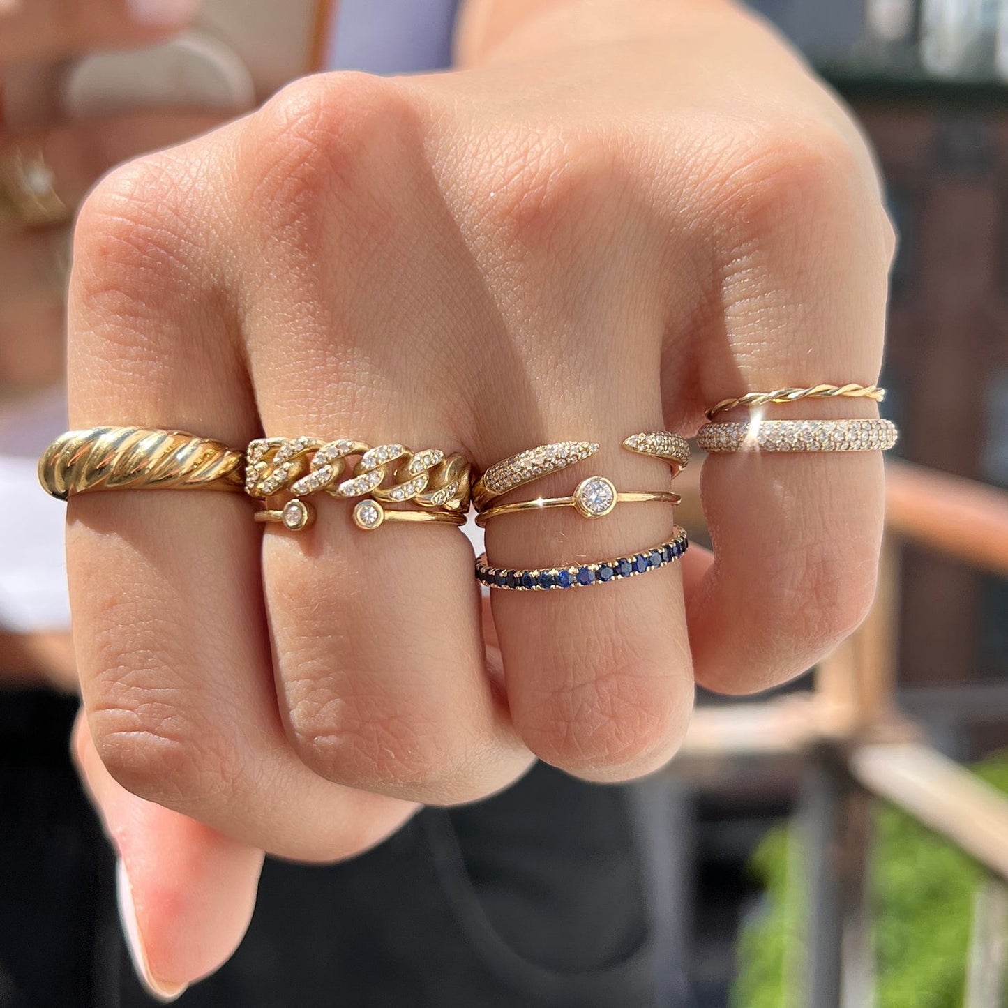 Three Row Pave Diamond Band - Lotus Diamond