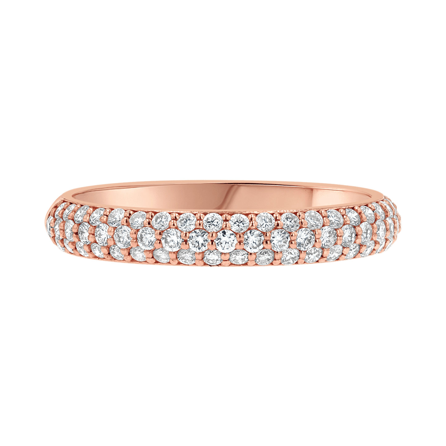 Three Row Pave Diamond Band - Lotus Diamond