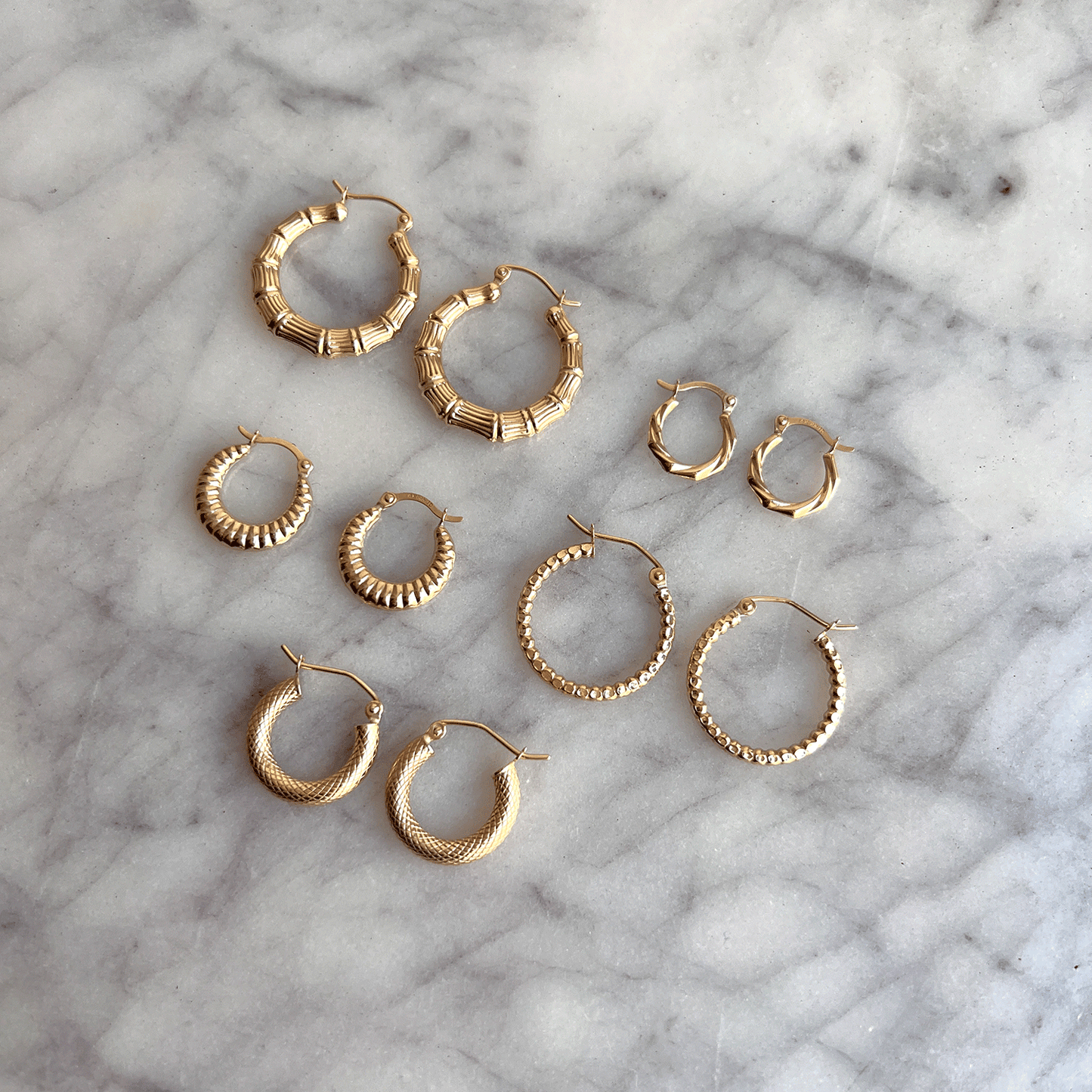 Tiny Hex Hoop Earrings - Lotus Diamond