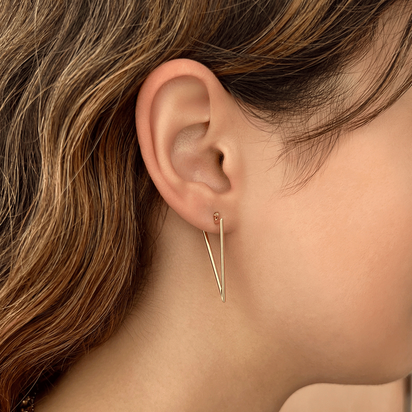 Triangle Hoop Earrings - Lotus Diamond